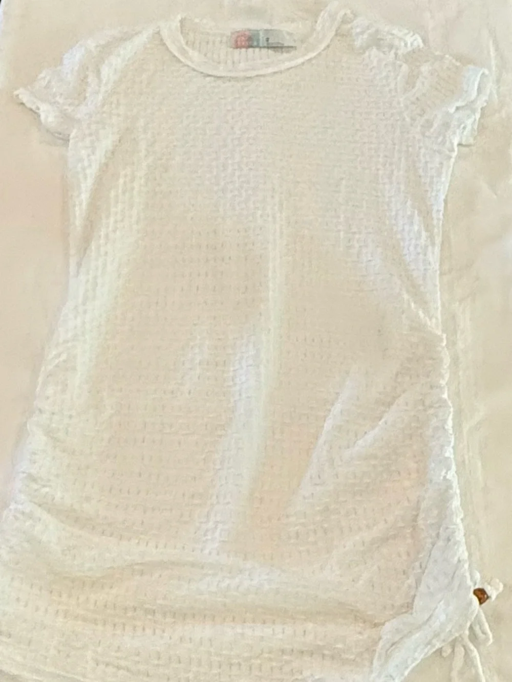 Free People Beach Tate Textured Side Tie Mini Dress White XS